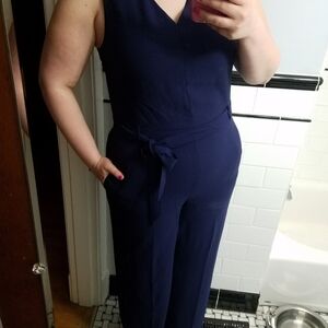 Banana Republic Deep Blue V-Neck Jumpsuit Size 16